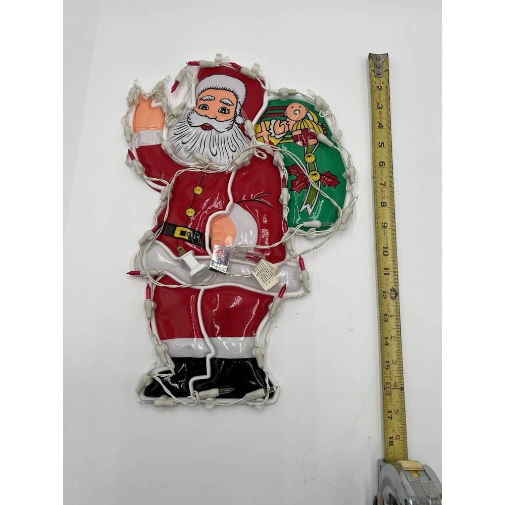 Vintage Santa Window Light Set of 2 Christmas Suction Cup Decor Tested